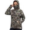 image:imageBASSDASH Womens Fleece Fishing Hoodie with Neck Gaiter Water Resistant Performance Hiking Sweatshirt PulloverGrunge Camo No Logo at Sleeve