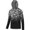 image:imageBASSDASH Youth UPF50 Performance T Shirt with Hood Long Sleeve Fishing Hiking Sun Shirt FS03YWhite Grey Fish Gradient