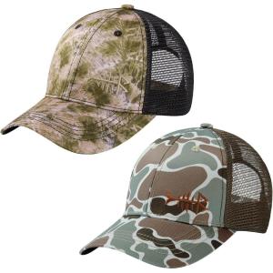 image:imageBASSDASH 2 Pack Altimate Fishing Hunting Hat Mesh Back for Men Women Adjustable Baseball Trucker Cap Camo Blaze OrangeBarren Camo  Color Block Camo