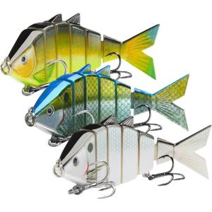 image:imageBASSDASH Bone Multi Jointed Swimbait 3Pack 37in066oz Hard Fishing Lure for Bass Trout Bluegill Pike3Pack  Collection C