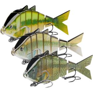 image:imageBASSDASH Bone Multi Jointed Swimbait 3Pack 37in066oz Hard Fishing Lure for Bass Trout Bluegill Pike3Pack  Collection D