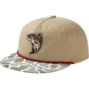 image:imageBASSDASH Embroidered Soft Top Flat Brim Duck Hat Snapback Cap for Hunting Fishing and Outdoor ActivitiesColor Block CamoTrout