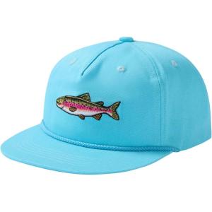 image:imageBASSDASH Embroidered Soft Top Flat Brim Duck Hat Snapback Cap for Hunting Fishing and Outdoor ActivitiesSky BlueRainbow Trout