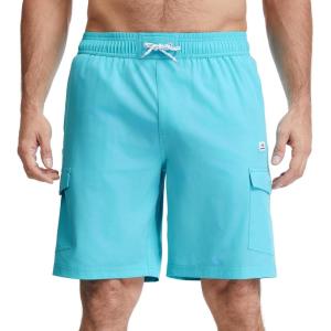 image:imageBASSDASH Mens 9 Swim Trunks UPF 50 Quick Dry Lightweight Beach Board Shorts with Mesh Lining for Fishing amp Water SportsBright Blue