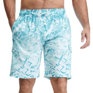 image:imageBASSDASH Mens 9 Swim Trunks UPF 50 Quick Dry Lightweight Beach Board Shorts with Mesh Lining for Fishing amp Water SportsMint Ocean Wave