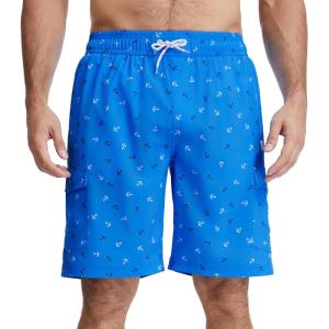 image:imageBASSDASH Mens 9 Swim Trunks UPF 50 Quick Dry Lightweight Beach Board Shorts with Mesh Lining for Fishing amp Water SportsSea Anchor