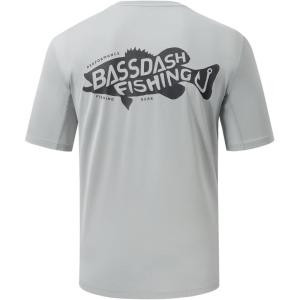 image:imageBASSDASH Mens Graphic TShirts Short Sleeve Fishing Shirt UPF 50 Moisture Wicking UV Sun Protection FS36MCool GreyDark Grey Bass