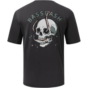image:imageBASSDASH Mens Graphic TShirts Short Sleeve Fishing Shirt UPF 50 Moisture Wicking UV Sun Protection FS36MDark GreySkull Trout