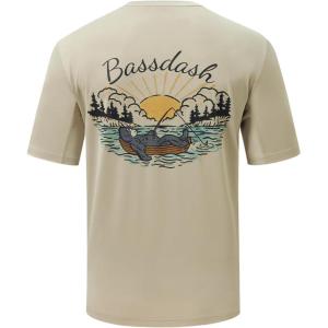 image:imageBASSDASH Mens Graphic TShirts Short Sleeve Fishing Shirt UPF 50 Moisture Wicking UV Sun Protection FS36MLight KhakiSunset Catch