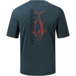 image:imageBASSDASH Mens Graphic TShirts Short Sleeve Fishing Shirt UPF 50 Moisture Wicking UV Sun Protection FS36MSlate BluePoppy Red Tuna