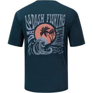 image:imageBASSDASH Mens Graphic TShirts Short Sleeve Fishing Shirt UPF 50 Moisture Wicking UV Sun Protection FS36MStone BluePalm Trees