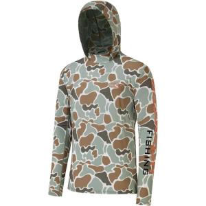 image:imageBASSDASH Mens UPF 50 Camo Fishing Hoodie Shirt Quick Dry UV Sun Protection Long Sleeve Outdoor Hiking Hooded Shirts FS52MColor Block Camo