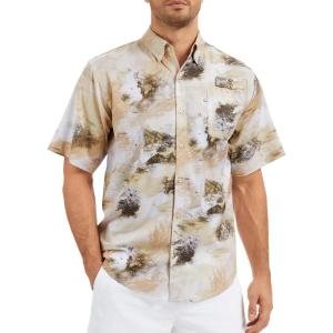 image:imageBASSDASH Mens UPF 50 Short Sleeve Button Down Fishing Shirt Breathable Lightweight for Outdoors Hiking CampingDesert Camo