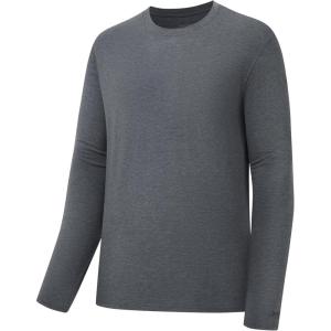 image:imageBASSDASH Mens Ultra Soft Cotton Blend UPF 50 Long Sleeve Fishing Shirt UV Sun Protection Casual Performance TeeHeather Grey