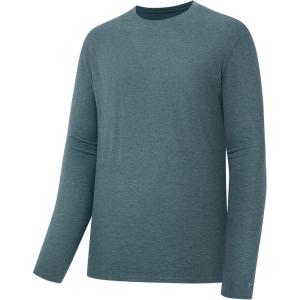 image:imageBASSDASH Mens Ultra Soft Cotton Blend UPF 50 Long Sleeve Fishing Shirt UV Sun Protection Casual Performance TeeHeather Indigo