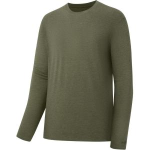 image:imageBASSDASH Mens Ultra Soft Cotton Blend UPF 50 Long Sleeve Fishing Shirt UV Sun Protection Casual Performance TeeHeather Olive Green
