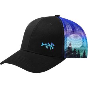 image:imageBASSDASH Printed Mesh Trucker Hat for Men Women Adjustable Baseball Cap Fishing Camping Outdoors Sporting Hat with Snap FH20BlackNight Forest