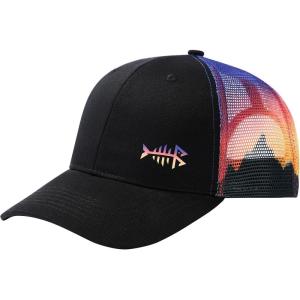 image:imageBASSDASH Printed Mesh Trucker Hat for Men Women Adjustable Baseball Cap Fishing Camping Outdoors Sporting Hat with Snap FH20BlackSunset
