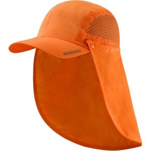 image:imageBASSDASH UPF 50 Foldable Fishing Hat Baseball Cap with Removable Neck Flap Portable for Men Women Golf HikingOrange With Unfoldable Brim