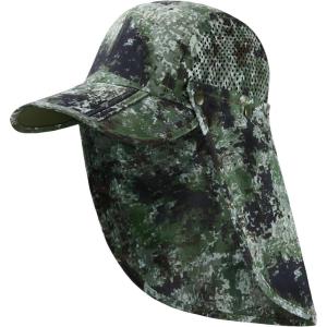image:imageBASSDASH UPF 50 Foldable Fishing Hat Baseball Cap with Removable Neck Flap Portable for Men Women Golf HikingWoodland  With Foldable Brim