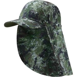 image:imageBASSDASH UPF 50 Foldable Fishing Hat Baseball Cap with Removable Neck Flap Portable for Men Women Golf HikingWoodland  With Unfoldable Brim