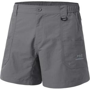 image:imageBASSDASH Youth 5 Fishing Shorts UPF 50 Water Resistant Quick Dry Boys Girls Hiking Cargo Shorts with Pockets FP03YDark Grey