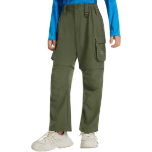 image:imageBASSDASH Youth Convertible Hiking Pants ZipOff Cargo Shorts UPF 50 Water Resistant Quick Dry for Kids Fishing Outdoor FP02YArmy