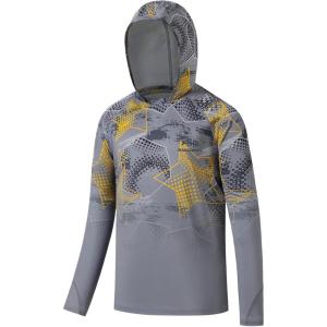 image:imageBASSDASH Youth UPF50 Performance T Shirt with Hood Long Sleeve Fishing Hiking Sun Shirt FS03YGeometrical Gradient