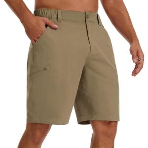 image:imageBASSDASH Mens 10 Hiking Cargo Shorts Quick Dry Water Resistant Lightweight Outdoor Shorts for Fishing Camping GolfAsh Brown