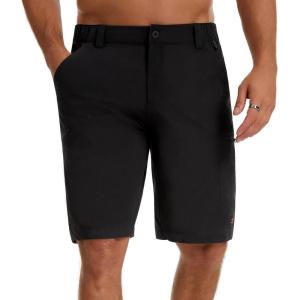 image:imageBASSDASH Mens 10 Hiking Cargo Shorts Quick Dry Water Resistant Lightweight Outdoor Shorts for Fishing Camping GolfBlack