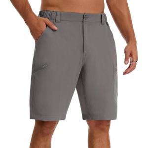 image:imageBASSDASH Mens 10 Hiking Cargo Shorts Quick Dry Water Resistant Lightweight Outdoor Shorts for Fishing Camping GolfDark Grey