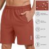 image:imageBASSDASH Mens 7 Inseam Hiking Fishing Shorts UPF 50 with 3 Zipper Pockets Lightweight Water Resistant Quick Dry FP12MBrick Red