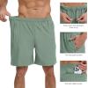 image:imageBASSDASH Mens 7 Inseam Hiking Fishing Shorts UPF 50 with 3 Zipper Pockets Lightweight Water Resistant Quick Dry FP12MPea Green