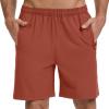 image:imageBASSDASH Mens 7 Inseam Hiking Fishing Shorts UPF 50 with 3 Zipper Pockets Lightweight Water Resistant Quick Dry FP12MBrick Red