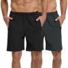 image:imageBASSDASH Mens 7 Inseam Hiking Fishing Shorts UPF 50 with 3 Zipper Pockets Lightweight Water Resistant Quick Dry FP12MPack of 2  Black  Dark Grey