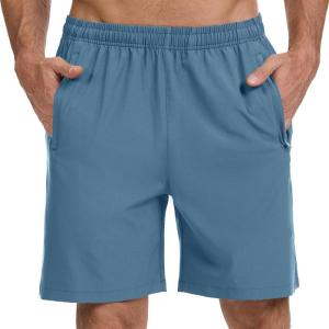 image:imageBASSDASH Mens 7 Inseam Hiking Fishing Shorts UPF 50 with 3 Zipper Pockets Lightweight Water Resistant Quick Dry FP12MGrey Blue