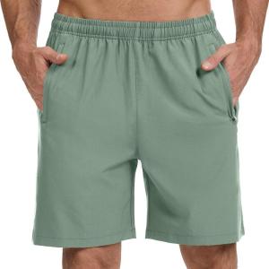 image:imageBASSDASH Mens 7 Inseam Hiking Fishing Shorts UPF 50 with 3 Zipper Pockets Lightweight Water Resistant Quick Dry FP12MPea Green