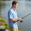 image:imageBASSDASH Mens UV Short Sleeve Button Down Shirt  Cooling Water Resistant amp Breathable for Hiking Fishing OutdoorCarolina