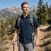 image:imageBASSDASH Mens UV Short Sleeve Button Down Shirt  Cooling Water Resistant amp Breathable for Hiking Fishing OutdoorDark Blue