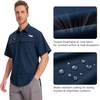 image:imageBASSDASH Mens UV Short Sleeve Button Down Shirt  Cooling Water Resistant amp Breathable for Hiking Fishing OutdoorDark Blue