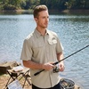 image:imageBASSDASH Mens UV Short Sleeve Button Down Shirt  Cooling Water Resistant amp Breathable for Hiking Fishing OutdoorKhaki
