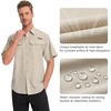 image:imageBASSDASH Mens UV Short Sleeve Button Down Shirt  Cooling Water Resistant amp Breathable for Hiking Fishing OutdoorKhaki