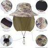 image:imageBASSDASH UPF 50 Breathable Sun Hat with Removable Face Cover and Neck Flap Wide Brim Bucket Hat for Fishing Hiking Men WomenEarth CamoKhaki