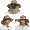 image:imageBASSDASH UPF 50 Breathable Sun Hat with Removable Face Cover and Neck Flap Wide Brim Bucket Hat for Fishing Hiking Men WomenEarth CamoKhaki