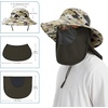 image:imageBASSDASH UPF 50 Breathable Sun Hat with Removable Face Cover and Neck Flap Wide Brim Bucket Hat for Fishing Hiking Men WomenMountain CamoDark Green