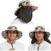 image:imageBASSDASH UPF 50 Breathable Sun Hat with Removable Face Cover and Neck Flap Wide Brim Bucket Hat for Fishing Hiking Men WomenMountain CamoDark Green