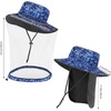 image:imageBASSDASH UPF 50 Mosquito Sun Hat with Hidden Head Net and Neck Flap for Men Women Outdoor Fishing Hiking CampingBlue Camo