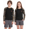 image:imageBASSDASH Youth UPF50 Camo Long Sleeve Fishing Shirt UV Protection Quick Dry TeeBlackAutumn Forest