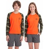 image:imageBASSDASH Youth UPF50 Camo Long Sleeve Fishing Shirt UV Protection Quick Dry TeeBlaze OrangeArmy Green Camo