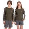 image:imageBASSDASH Youth UPF50 Camo Long Sleeve Fishing Shirt UV Protection Quick Dry TeeBrownAutumn Forest